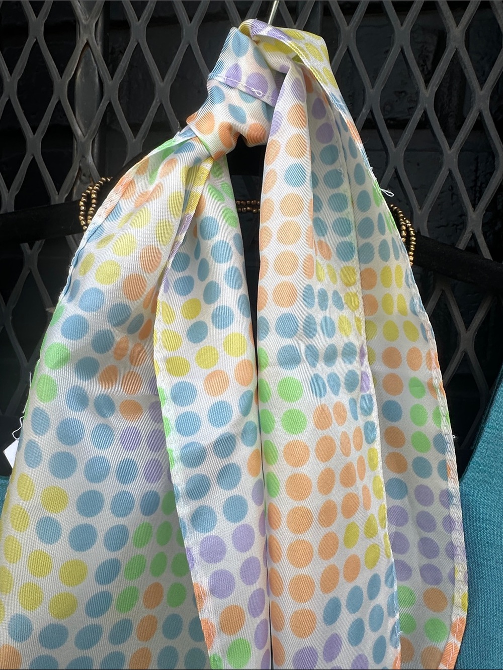 Vintage Polka Dot Multi-Color Pastel poly Dot scarf
